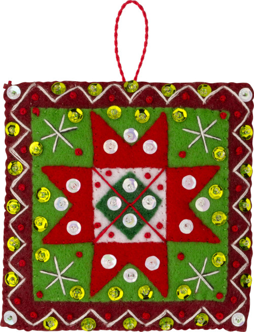 Bucilla Felt Ornaments Applique Kit Set Of 6-Holiday Quilt Squares - 5A002K2G-1GLKK