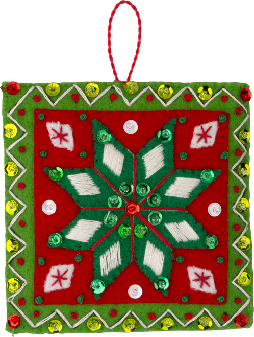 Bucilla Felt Ornaments Applique Kit Set Of 6-Holiday Quilt Squares - 5A002K2G-1GLKK