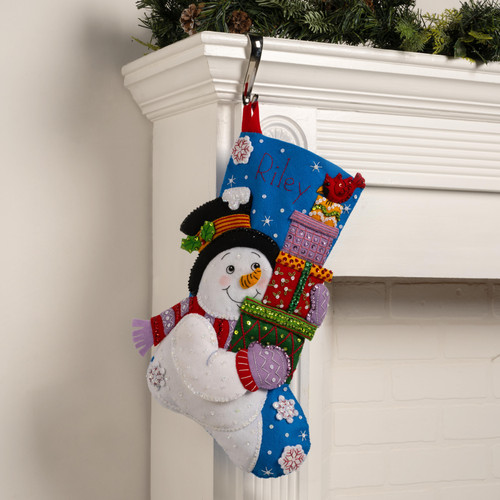 Bucilla Felt Stocking Applique Kit 18" Long-Holiday Gift Tower - 5A002LWG-1GNKS