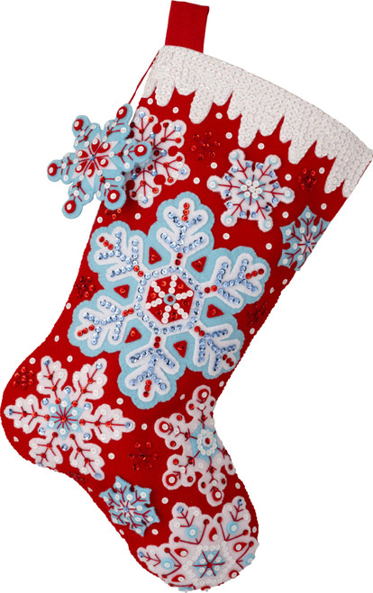 Bucilla Felt Stocking Applique Kit 18" Long-Frosty Flurries - 5A002K2C-1GLKL - 046109897356
