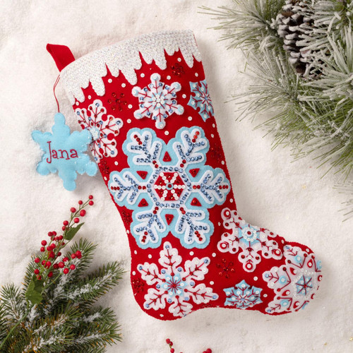 Bucilla Felt Stocking Applique Kit 18" Long-Frosty Flurries - 5A002K2C-1GLKL Bucilla Felt Stocking Applique Kit 18" Long-Frosty Flurries - 5A002K2C-1GLKL