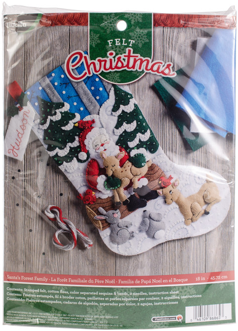 Bucilla Felt Stocking Applique Kit 18" Long-Santa's Forest Family - 86865 - 046109868653