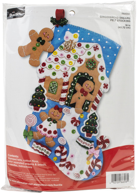 Bucilla Felt Stocking Applique Kit 18" Long-Gingerbread Dreams - 86898E - 046109868981