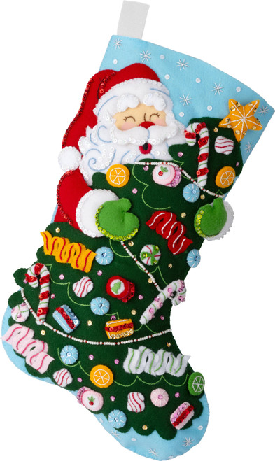 Bucilla Felt Stocking Applique Kit 18" Long-Santa's Candy Cane Christmas - 5A002W1T-1GWQX - 046109897660