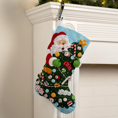 Bucilla Felt Stocking Applique Kit 18" Long-Santa's Candy Cane Christmas - 5A002W1T-1GWQX