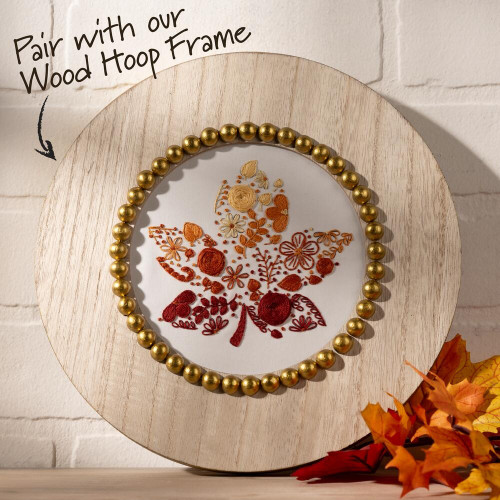 Bucilla Stamped Embroidery Kit W/6" Plastic Hoop-Autumn Foliage - 5A002HRC-1GKC5