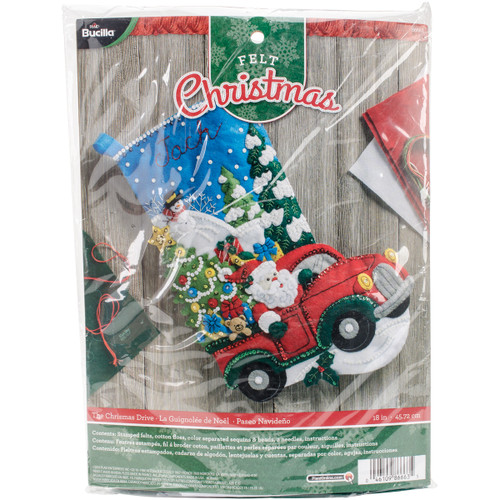 Bucilla Felt Stocking Applique Kit 18" Long-The Christmas Drive - 86663 - 046109866635