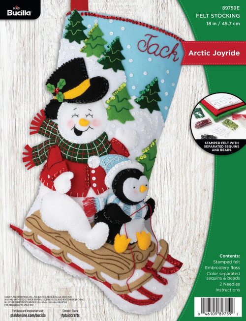 Bucilla Felt Stocking Applique Kit 18" Long-Arctic Joyride - 5A002HRP-1GKB2 - 046109897592