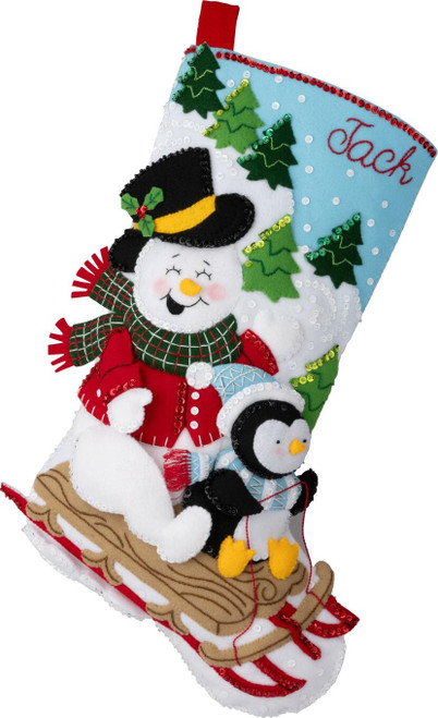 Bucilla Felt Stocking Applique Kit 18" Long-Arctic Joyride - 5A002HRP-1GKB2