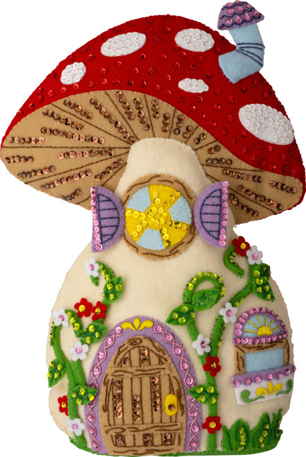 Bucilla Felt Door Stopper Applique Kit 10"X13.5"-Mushroom Manor - 5A002HRQ-1GKB1 - 046109897332