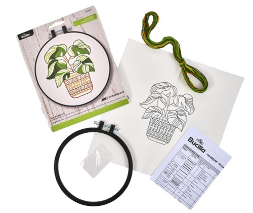Bucilla Stamped Embroidery Kit W/6" Plastic Hoop-Potted Beauty - 5A002HRG-1GKC1