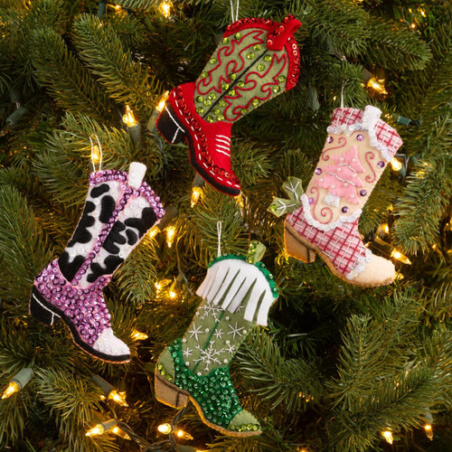 Bucilla Felt Ornaments Applique Kit Set Of 4-Boots And Bling - 5A002HRM-1GKB6 Bucilla Felt Ornaments Applique Kit Set Of 4-Boots And Bling - 5A002HRM-1GKB6
