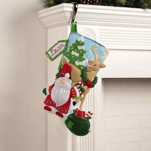 Bucilla Felt Stocking Applique Kit 18" Long-Gnomes Snowy Surprise - 5A002HRL-1GKB7