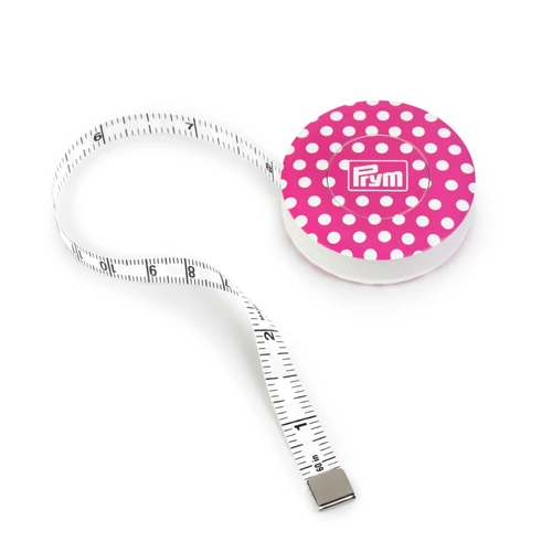 5 Pack - Prym Love Spring Tape Measure 60"-Pink w/White Polka Dots - 60102