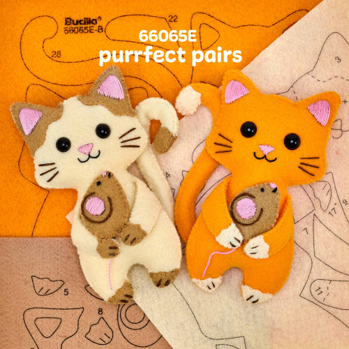 Bucilla Purrfect Pair Felties Embroidery Kit-Purrect Pair - 5A003SYR-1HPBQ