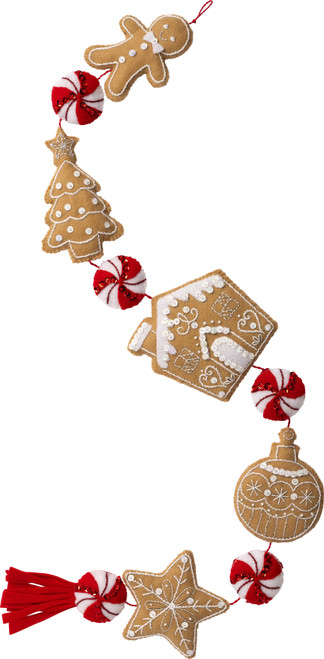 Bucilla Felt Garland Applique Kit 33" Long-Gingerbread Treats - 5A0030R7-1H268 - 046109897790