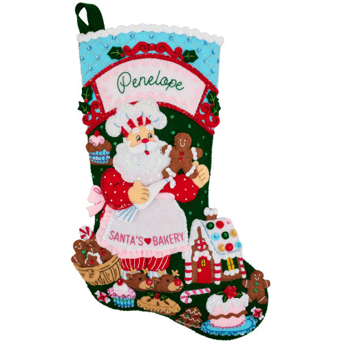 Bucilla Felt Stocking Applique Kit 18" Long-Santa, Holiday & Bakery - 5A003T2J-1HPH1 - 046109898216