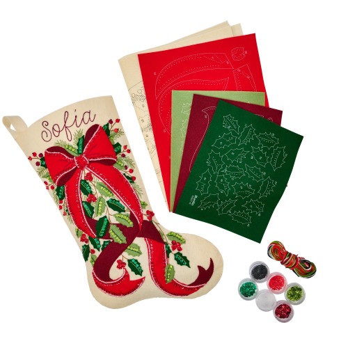 Bucilla Felt Stocking Applique Kit 18" Long-Evergreen Holiday Elegance - 5A003T2K-1HPH2