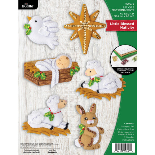 Bucilla Felt Ornaments Applique Kits Set Of 6-Little Blessed Nativity - 5A003MMM-1HJ3X - 046109898070