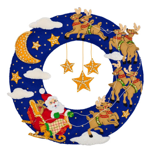 Bucilla Felt Wreath Applique Kit ?" Round-Moonlight Sleigh Ride - 5A003T2F-1HPH6 - 046109898230