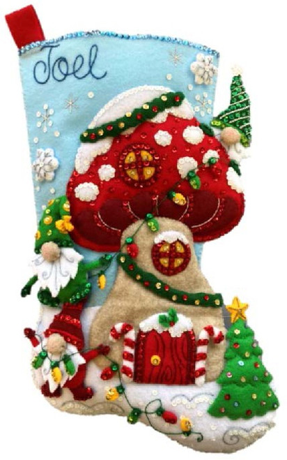 Bucilla Felt Stocking Applique Kit 18" Long-Gnome For Christmas - 89473E - 046109894737