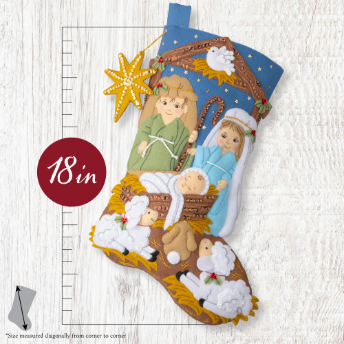 Bucilla Felt Stocking Applique Kits 18" Long-Little Blessed Nativity - 5A003MMJ-1HJ40