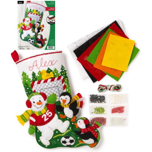 Bucilla Felt Stocking Applique Kits 18" Long-Soccer Snow Day - 5A003MMP-1HJ41
