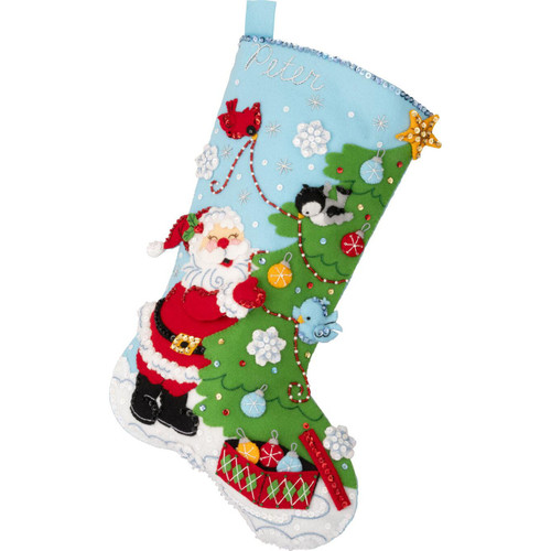 Bucilla Felt Stocking Applique Kit 18" Long-Trimming With Tweets - 5A003G3D-1H9XW