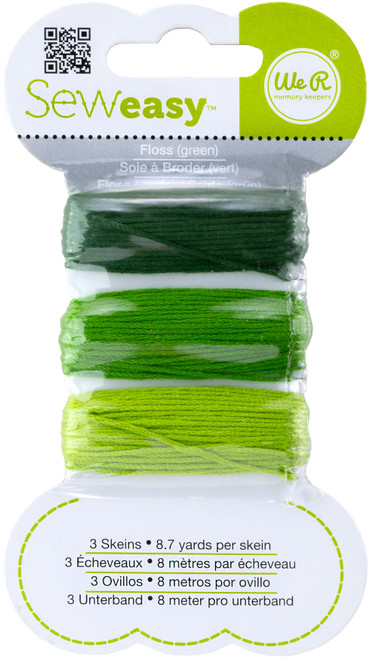 We R Sew Easy Solid 6-Strand Floss 8.7yd 3/Pkg-Green - SEF-71065 - 633356710653