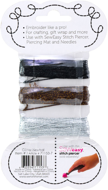 We R Sew Easy Glitter Floss 8.7yd 3/Pkg-Neutrals - SEFFG-71153