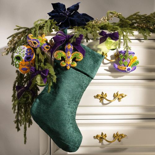 Bucilla Felt Ornaments Applique Kit Set Of 4-Mardi Gras - 5A003GR4-1HBM1