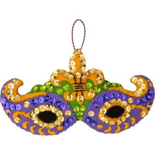 Bucilla Felt Ornaments Applique Kit Set Of 4-Mardi Gras - 5A003GR4-1HBM1