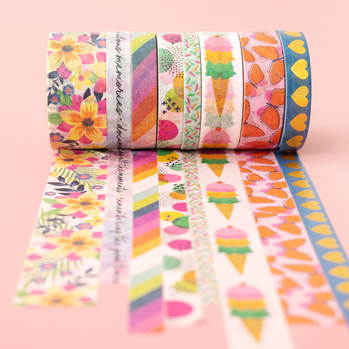 Vicki Boutin Sweet Rush Washi Tape 8/Pkg-W/Gold Foil - VB003905 Vicki Boutin Sweet Rush Washi Tape 8/Pkg-W/Gold Foil - VB003905