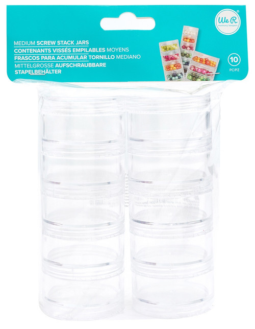 We R Storage Screw Stack Jars 10/Pkg Medium-1.25"X1.8" - WR661322 - 633356613220