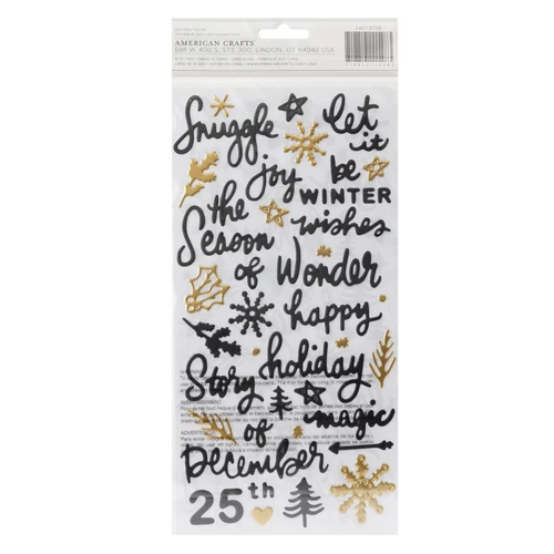 Vicki Boutin Evergreen & Holly Thickers Stickers 112/Pkg-Joyful Phrase W/Gold Foil Accents - VBEH3708
