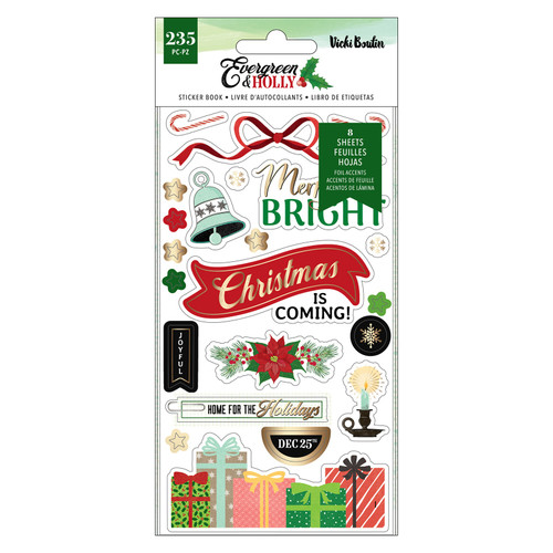 Vicki Boutin Evergreen & Holly Sticker Book-W/Gold Foil Accents 235/Pkg - VBEH3717 - 718813115575