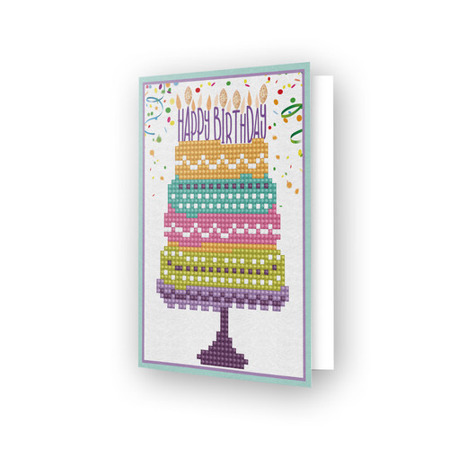 Diamond Dotz Diamond Art Greeting Card Kit 5"X7"-Happy Birthday Cake - DDG004