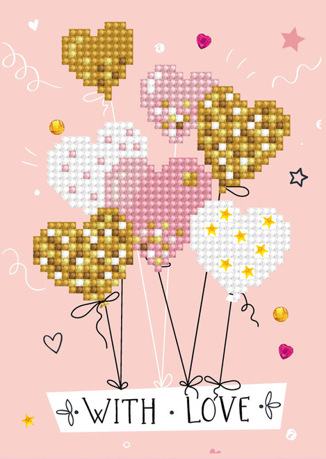 Diamond Dotz Diamond Art Greeting Card Kit 5"X7"-Love Balloons - DDG016