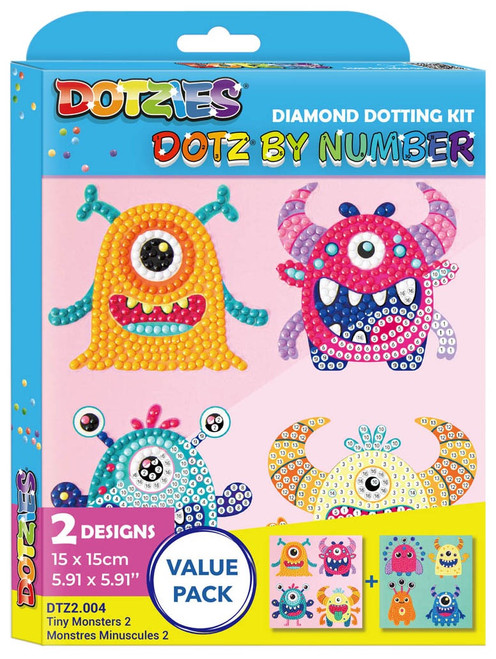 Diamond Dotz Dotzies Dotz By Number Diamond Art Kit-Tiny Monsters - 5A0030W2-1H2BQ - 4895225945153
