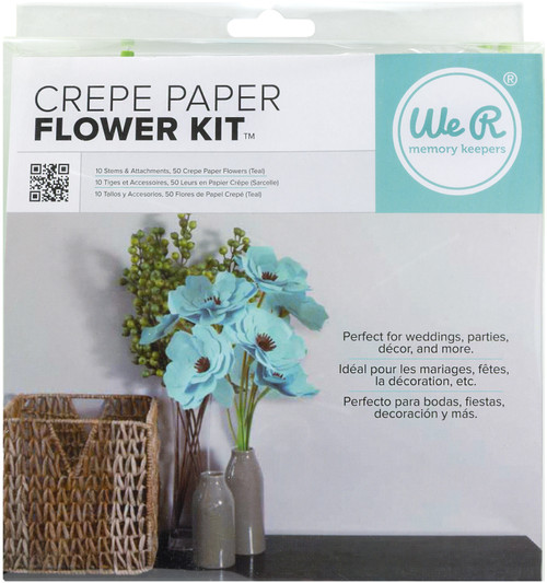 We R Crepe Paper Flowers Kit-Teal - CPF-42673 - 633356426738