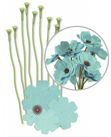 We R Crepe Paper Flowers Kit-Teal - CPF-42673