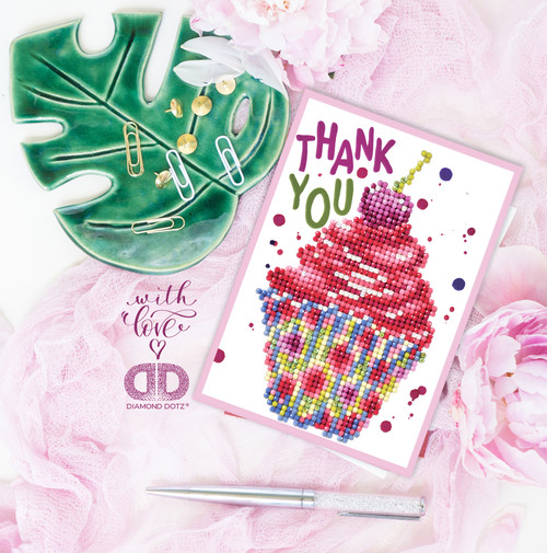 Diamond Dotz Diamond Art Greeting Card Kit 5"X7"-Cupcake Thank You - DDG025
