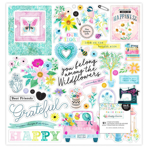Paige Evans Happy Haven Foam Stickers-12"X12" - A5002J62-G1KRV - 765468009148