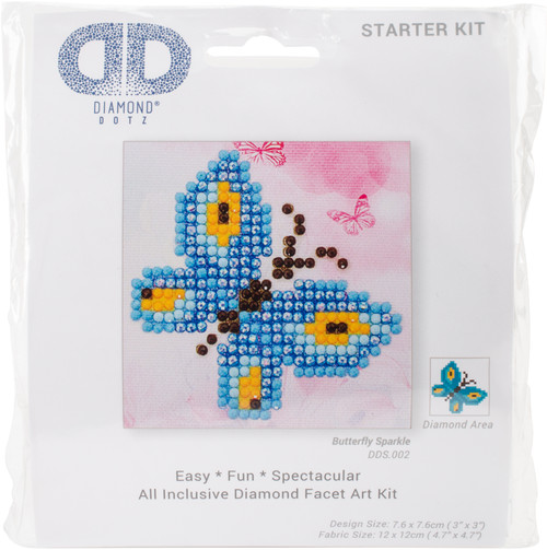Diamond Dotz Starter Diamond Art Kit 3"X3"-Butterfly Sparkle - DDS002 - 4897073241852