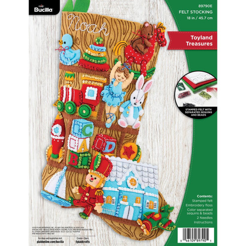 Bucilla Felt Stocking Applique Kit 18" Long-Toyland Treasures - 5A00326M-1H3VQ - 046109897905