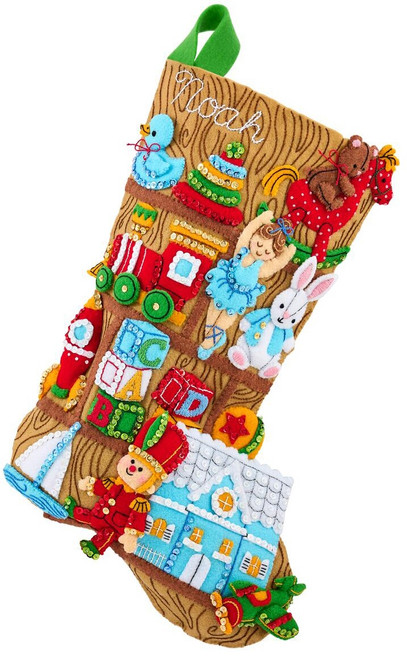 Bucilla Felt Stocking Applique Kit 18" Long-Toyland Treasures - 5A00326M-1H3VQ