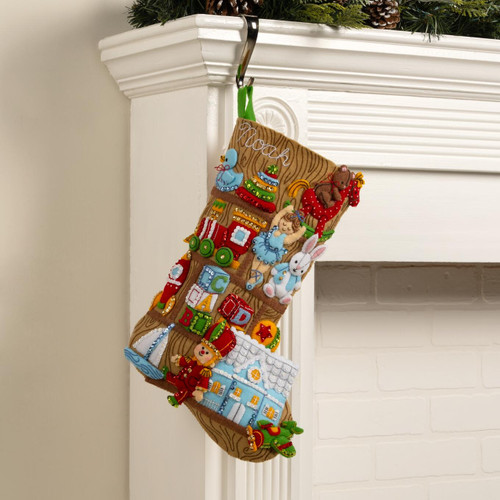 Bucilla Felt Stocking Applique Kit 18" Long-Toyland Treasures - 5A00326M-1H3VQ