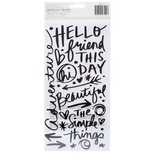 Vicki Boutin Thickers Stickers 5.5"X11" 91/Pkg-Field Notes Phrase/Black Chipboard - 346542