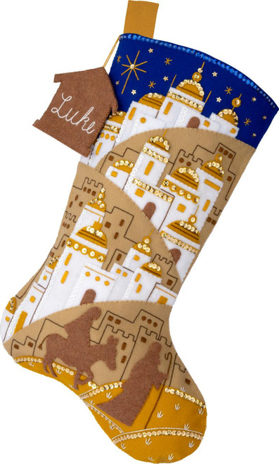Bucilla Felt Stocking Applique Kit 18" Long-Sacred Night - 5A00324H-1H3SG
