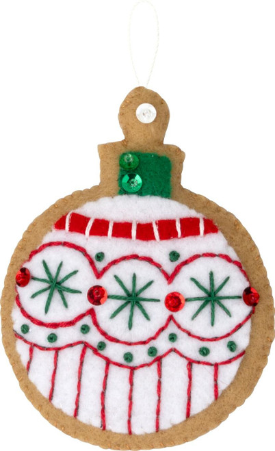 Bucilla Felt Ornaments Applique Kit Set Of 6-Jolly Gingerbread Snowman - 5A00324C-1H3SK